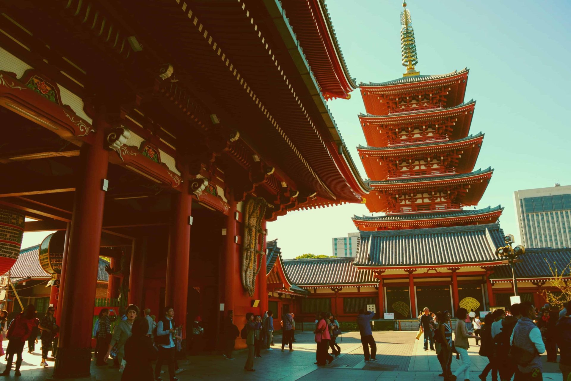 Sensoji temple in Japan with tourists